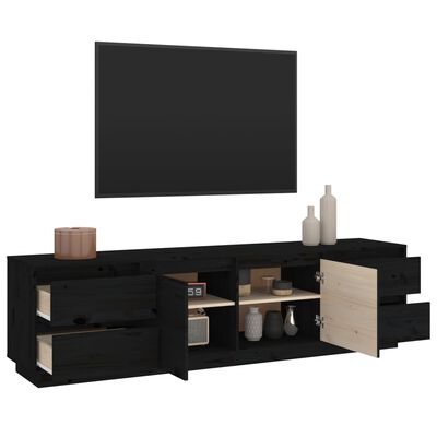 vidaXL TV Cabinet Black 176x37x47.5 cm Solid Wood Pine