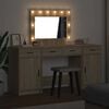 vidaXL Dressing Table with Mirror Lights 3 pcs Brown Engineered Wood