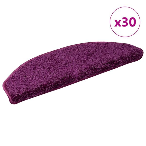 vidaXL Stair Mats 30 pcs 65x21x4 cm Violet Half Round Large