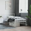 vidaXL Metal Bed Frame without Mattress with Footboard White 90x200cm