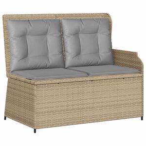 vidaXL Garden Bench with Cushion Beige and Grey Poly Rattan