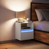 vidaXL Wall-mounted Bedside Cabinet with LED Lights White