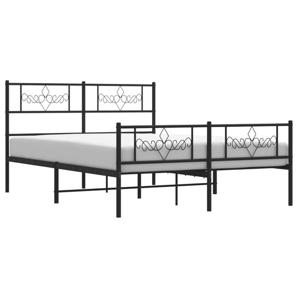 vidaXL Metal Bed Frame without Mattress with Footboard Black 120x200cm