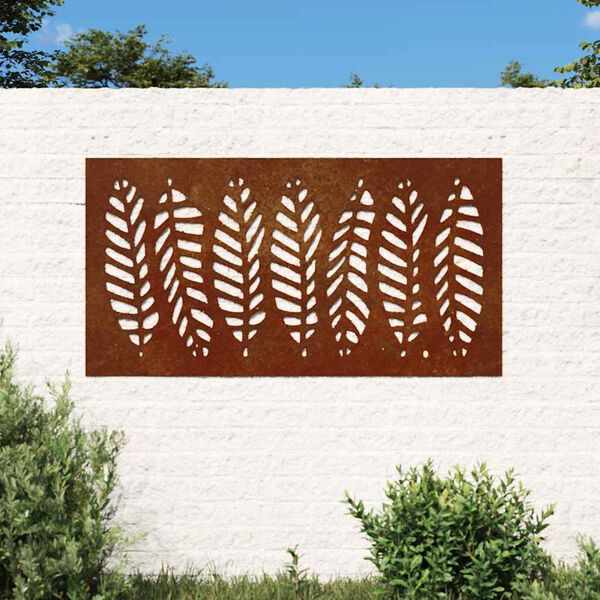 vidaXL Garden Wall Decoration 105x55 cm Corten Steel Leaf Design