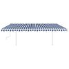 vidaXL Manual Retractable Awning with LED 5x3 m Blue and White