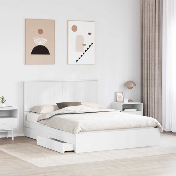vidaXL Storage Bed with Headboard White 150 x 200 cm Engineered Wood