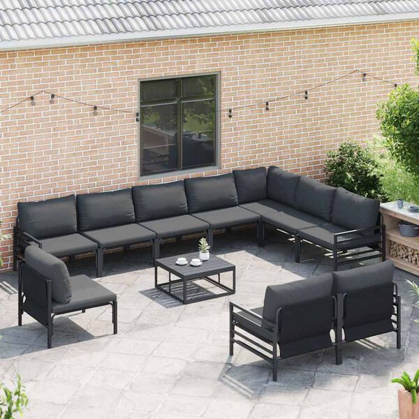 vidaXL Garden Sofa Set Anthracite Steel