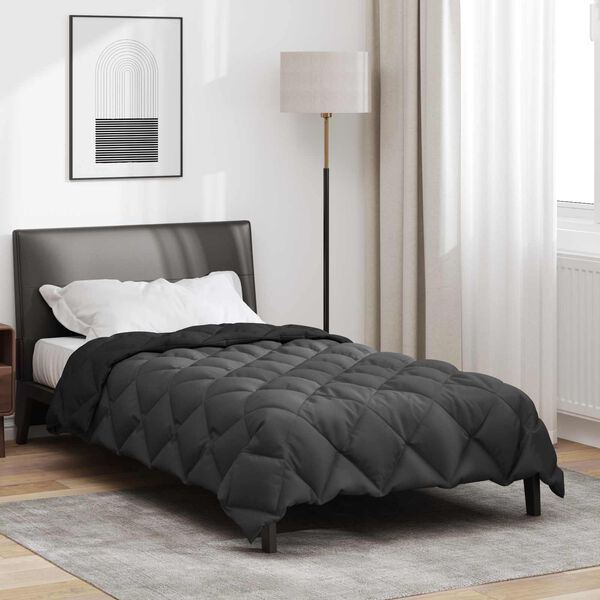 vidaXL Winter Duvet Black and Anthracite 220 x 140 cm Microfiber