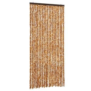 vidaXL Fly Curtain Ochre and White 90x200 cm Chenille