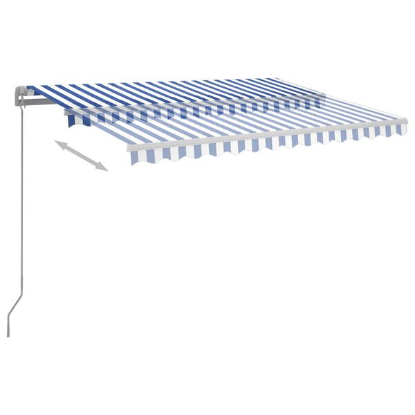 vidaXL Manual Retractable Awning with LED 300x250 cm Blue and White