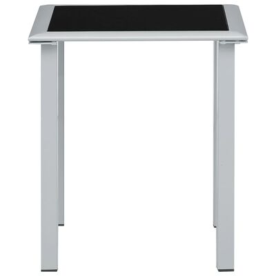 vidaXL Garden Table Black and Silver 41x41x45 cm Steel and Glass