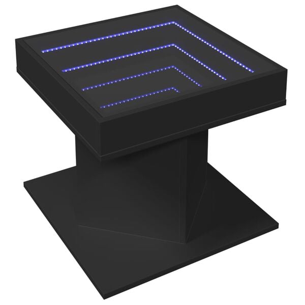 vidaXL Coffee Table with LED Black 50x50x45 cm Engineered Wood