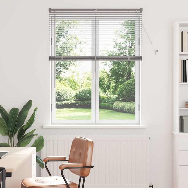 vidaXL Window Blind with Curtains Manual Silver Aluminium