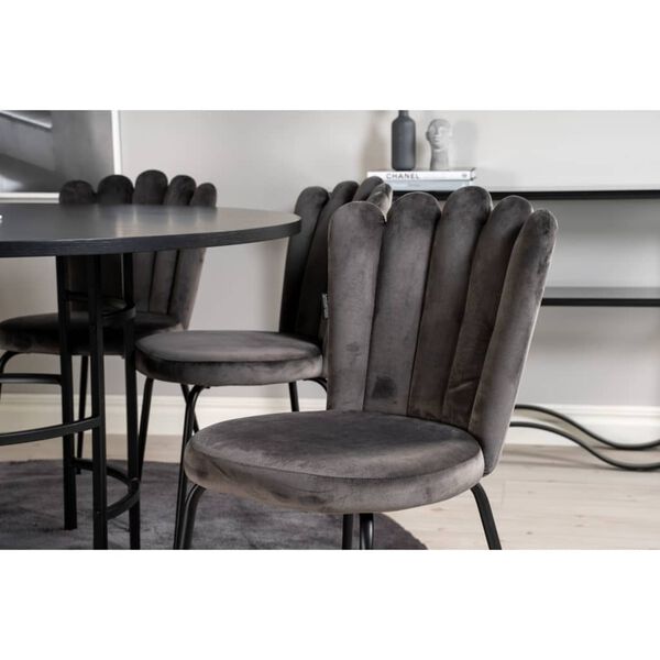 Venture Home Dining Chairs 2 pcs Limhamn Velvet Black and Grey