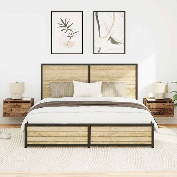 vidaXL Wall-mounted Bedside Cabinet 2 pcs Old Wood Engineered Wood