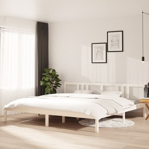 vidaXL Bed Frame without Mattress White Solid Wood 200x200 cm
