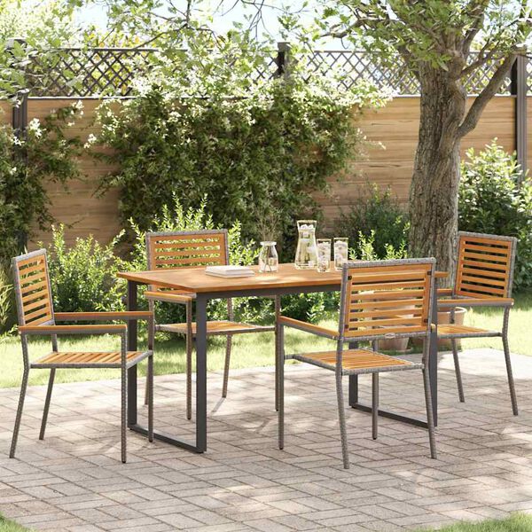 vidaXL Garden Dining Set 5 pcs Grey Solid Acacia Wood