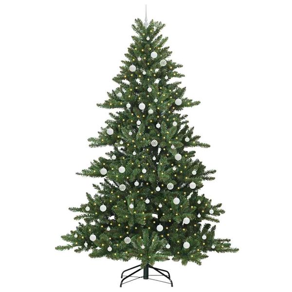 vidaXL Artificial Hinged Christmas Tree with 300 LEDs 240 cm PVC
