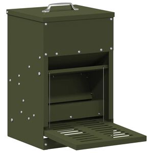 vidaXL Chicken Treadle Feeder Olive Green 25 x 42 x 40 cm 4 kg