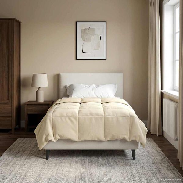 vidaXL Summer Duvet Quilted Cream 155 x 220 cm Microfiber