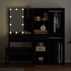 vidaXL Dressing Table Set with LED 4 pcs Black Oak Engineered Wood