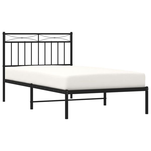 vidaXL Metal Bed Frame without Mattress with Headboard Black 100x190cm