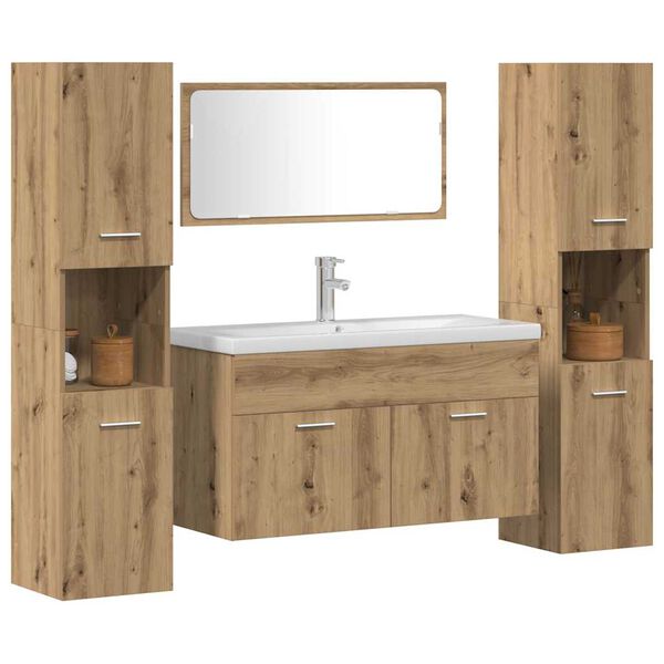 vidaXL 4 Piece Bathroom Furniture Set Artisan Oak Engineered Wood