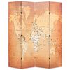 vidaXL Folding Room Divider 160x170 cm World Map Yellow