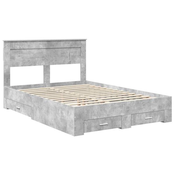 vidaXL Bed Frame Concrete Grey 160 x 200 cm Engineered Wood