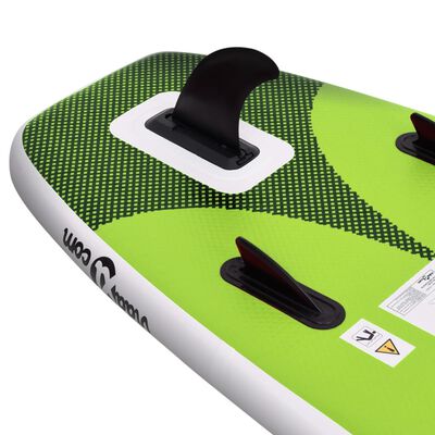 vidaXL Inflatable Stand Up Paddle Board Set Green 300x76x10 cm