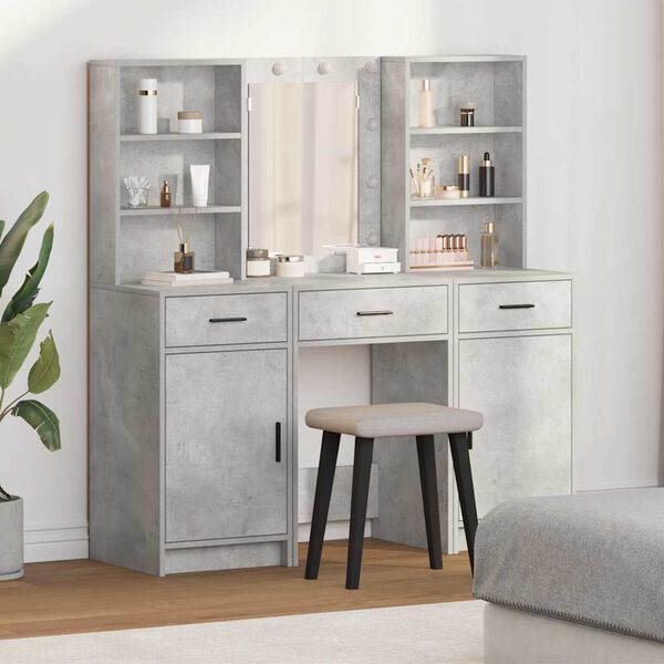 vidaXL Dressing Table Set 3 pcs Concrete Grey Engineered Wood