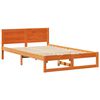 vidaXL Bed Frame with Headboard Wax Brown 120 x 190 cm Solid Pine Wood