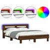 vidaXL Bed Frame with LED without Mattress Brown Oak 140x200 cm