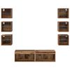 vidaXL TV Cabinet with LED Strip Lights 8 pcs Old Wood Glass