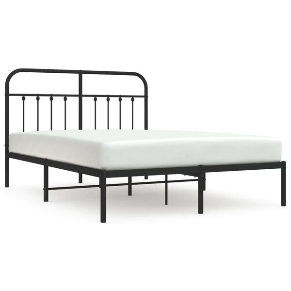 vidaXL Metal Bed Frame without Mattress with Headboard Black 140x200cm
