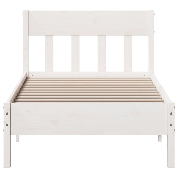 vidaXL Bed Frame without Mattress White 90x190 cm Single Solid Wood Pine
