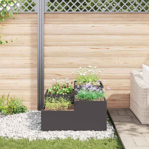 vidaXL Garden Planter Black 100 x 100 x 48 cm Steel
