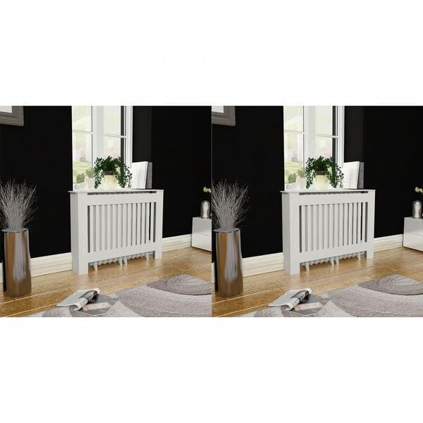 vidaXL Radiator Covers 2 pcs White MDF 112 cm