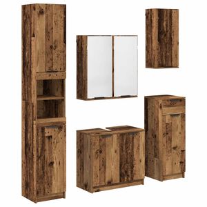 vidaXL Bathroom Furniture Set 5 pcs Old Wood Engineered Wood