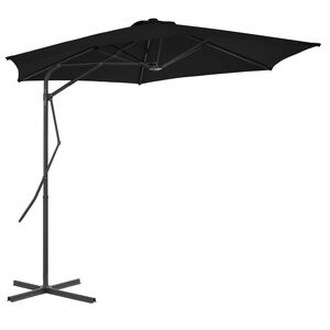 vidaXL Garden Parasol with Steel Pole Black 300x230 cm