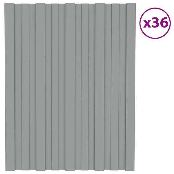 vidaXL Roof Panel 36 pcs Grey 60 x 45 cm Galvanised steel