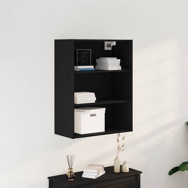 vidaXL Hanging Wall Cabinet Wall-mounted Black Oak 69.5 x 32.5 x 90 cm