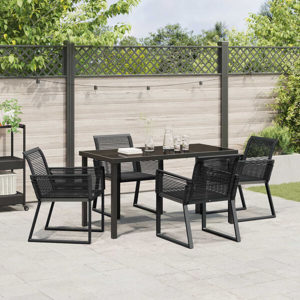 vidaXL Garden Dining Set 5 pcs Black Powder-Coated Steel