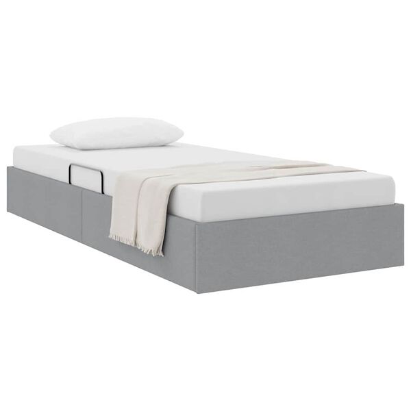 vidaXL Storage Bed with Mattress Light Grey 90 x 190 cm Fabric