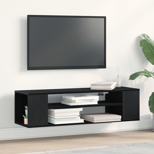 vidaXL TV Cabinet Black Oak 100 x 30 x 26.5 cm Engineered Wood