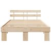 vidaXL Bed Frame with Headboard Natural 135 x 190 cm Solid Pine Wood