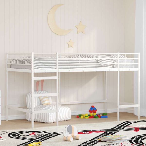vidaXL Kids'Loft Bed Frame White 79.5 x 200 cm Steel