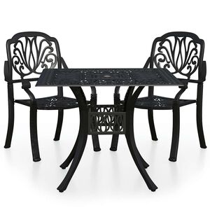 vidaXL 3 Piece Bistro Set Cast Aluminium Black
