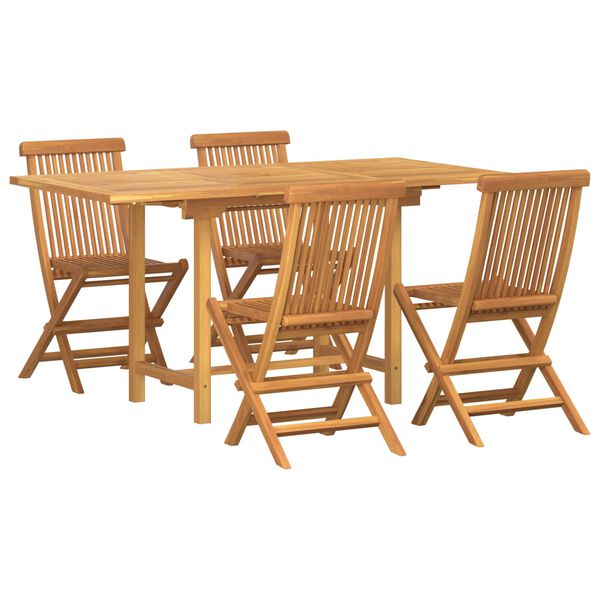 vidaXL Garden Dining Set 5 pcs Brown Solid Teak Wood