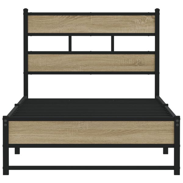 vidaXL Metal Bed Frame without Mattress Sonoma Oak 107x203 cm
